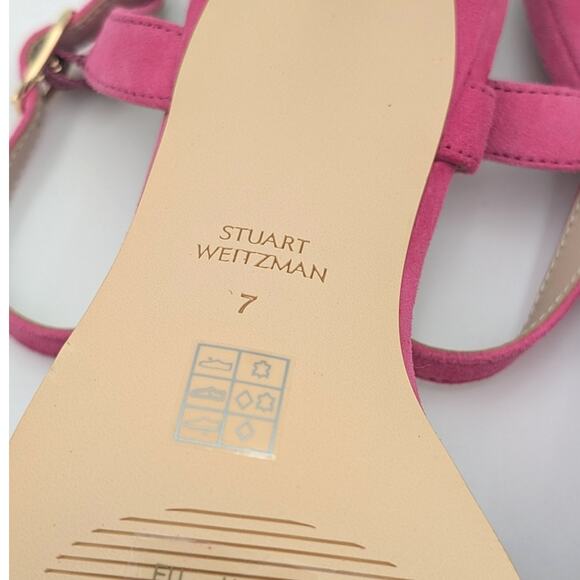 Stuart Weitzman Dancer Twistie 100 Suede Sandal Women's Pink Size US7 - Picture 9 of 11